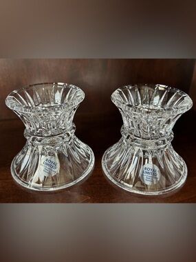 Royal Limited Lead Crystal Candle Holders – Slovenia – Reversible Cut Glass Pair